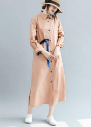 Bohemian side open cotton Long Shirts Fashion Ideas nude cotton shirt Dress fall - SooLinen