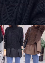 Boho Brown Patchwork Casual Knit Winter sweaters