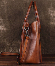 Boho Brown Print Paitings Kalbsleder Satchel Handtasche