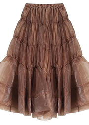 Boho Chocolate Chiffon Cinched Skirts Summer - SooLinen