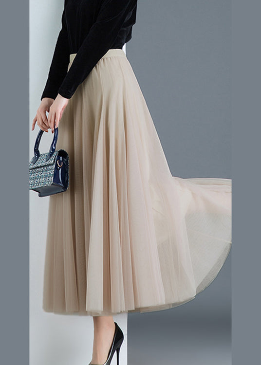 Boho Grey Tulle Pleated A Line Fall Skirts