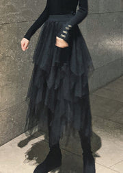 Boutique Black Asymmetrical fashion tulle Skirts Spring