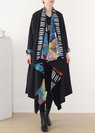 Boutique Black Green Retro Print Fall Cardigan Long Sleeve - SooLinen