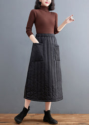 Boutique Black Pockets Fine Cotton Filled Skirt Winter