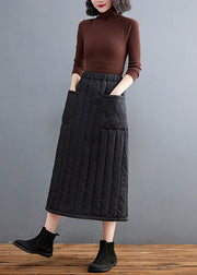 Boutique Black Pockets Fine Cotton Filled Skirt Winter