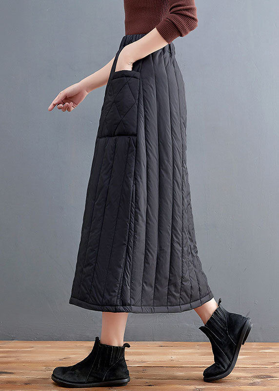 Boutique Black Pockets Fine Cotton Filled Skirt Winter