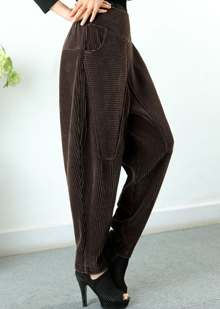 Boutique Chocolate High Waist Pockets fashion Winter Pants