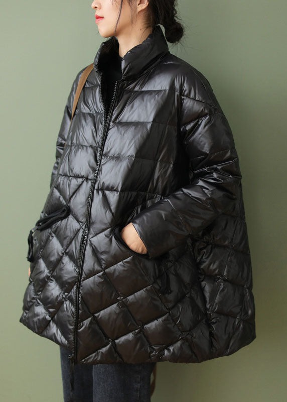 Boutique Chocolate zippered Pockets Loose Winter Down Coat