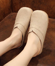 Boutique Flat Shoes For Women Red Cotton Linen Fabric Slippers Shoes - SooLinen