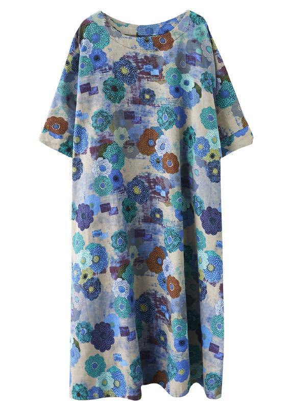 Boutique Print Batwing Sleeve Pocket Summer Cotton Dress - SooLinen