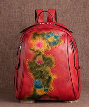 Boutique Red Lotus Paitings Rucksack aus Kalbsleder