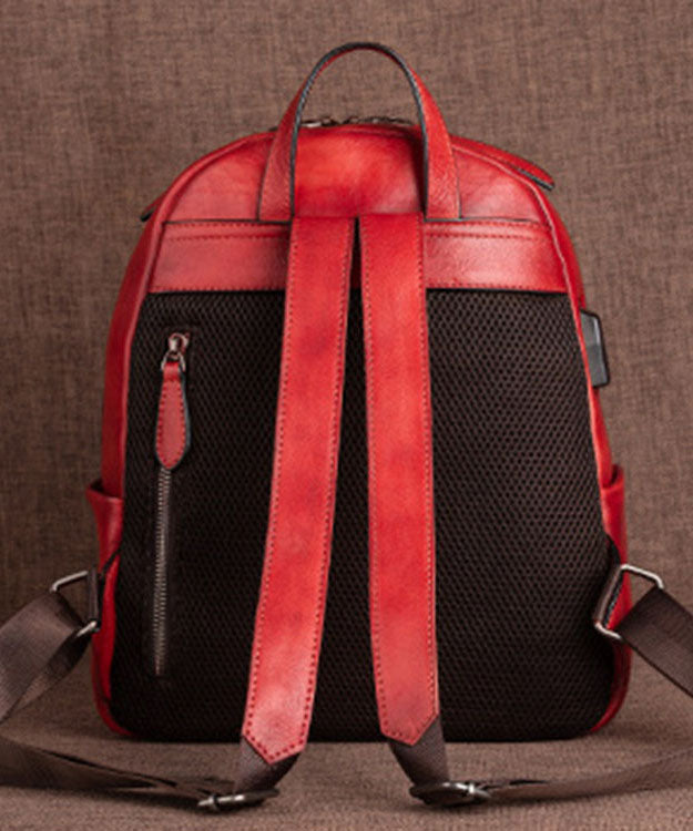 Boutique Red Lotus Paitings Rucksack aus Kalbsleder