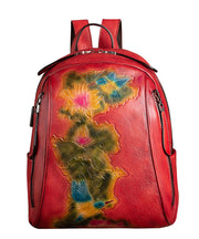 Boutique Red Lotus Paitings Rucksack aus Kalbsleder