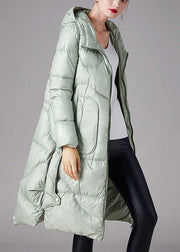 Boutique silver Green hooded low high design Loose Winter Duck Down Coats