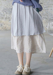 Brief Light Blue elastic waist pocket Patchwork Skirt Spring