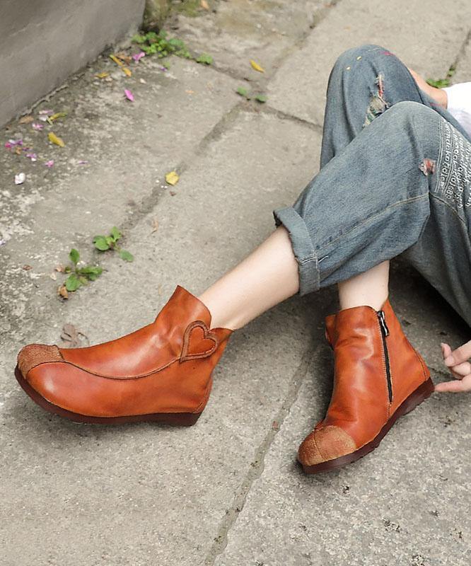 Chocolate Boots Cowhide Leather Ankle boots - SooLinen