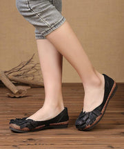 Brown Flat Feet Shoes Splicing Flats - SooLinen