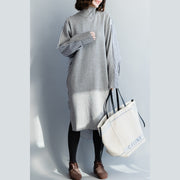 Buy gray cotton clothes For Women Metropolitan Museum Work Art high neck Batwing Sleeve Dress