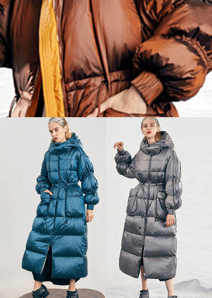 Casual Blue zippered Pockets Winter Duck Down Jacket