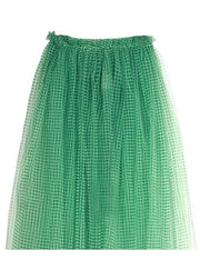 Casual Green Plaid tulle vacation Skirts Spring