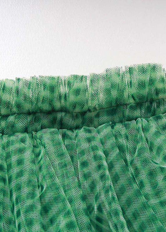 Casual Green Plaid tulle vacation Skirts Spring