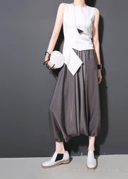 Casual Grey Chiffon lantern Pants Summer - SooLinen