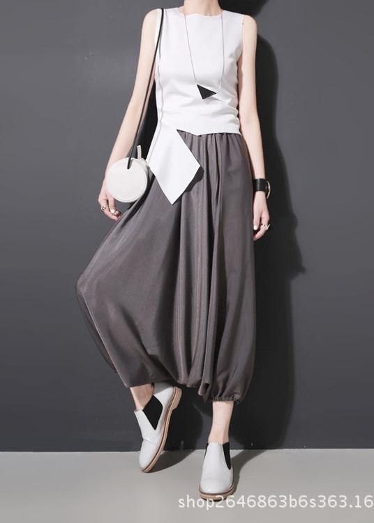 Casual Grey Chiffon lantern Pants Summer - SooLinen