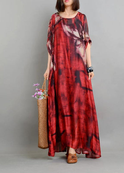 Casual Red Print asymmetrical design Two Pieces Set - SooLinen