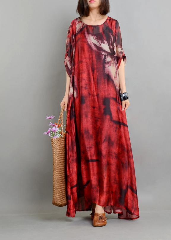 Casual Red Print asymmetrical design Two Pieces Set - SooLinen