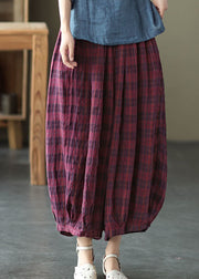 Casual Red elastic waist drawstring Cotton Pants Spring