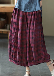 Casual Red elastic waist drawstring Cotton Pants Spring