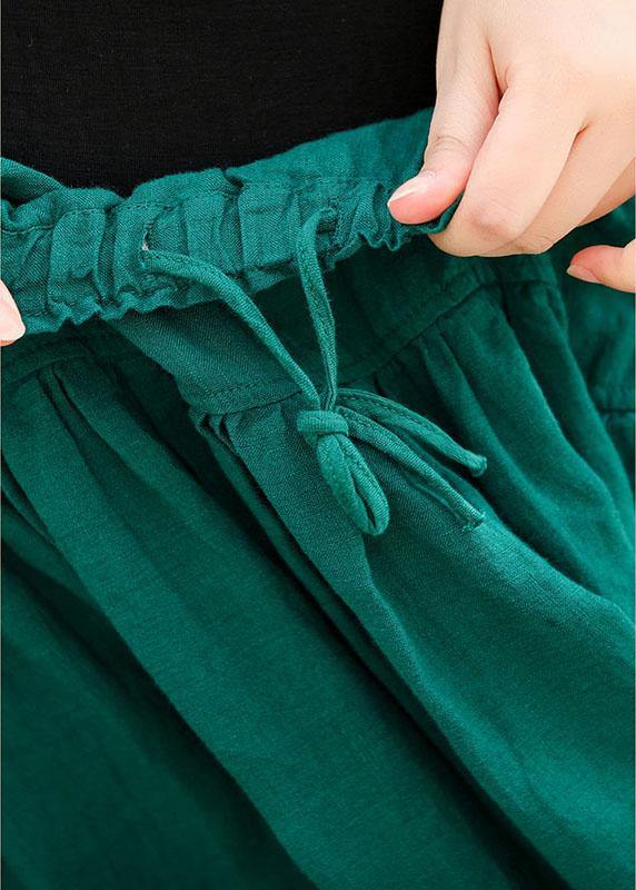 Casual Solid Elastic Waist Pleated Spliced Cotton Skirt For Women - SooLinen