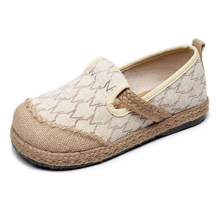 Casual Splicing Flat Feet Shoes Beige Cotton Linen Fabric - SooLinen