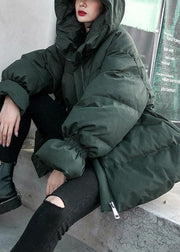 Casual green Parkas for women oversize down jacket winter hooded winter coats - SooLinen