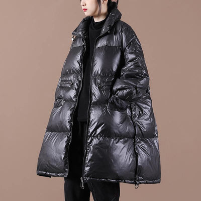 Casual plus size snow jackets outwear black stand collar thick warm winter coat - SooLinen