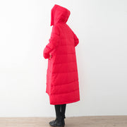 Casual red quilted coat casual quilted coat thick hooded coats Chinese Button