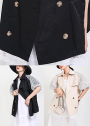 Chic Beige Peter Pan Collar Pockets Jacket Summer - SooLinen