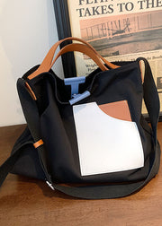 Chic Black Solid Canvas Tote Handbag