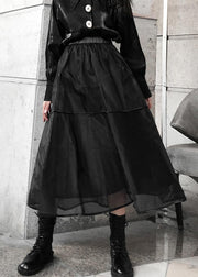 Chic Black tulle Patchwork A Line Skirts Summer - SooLinen