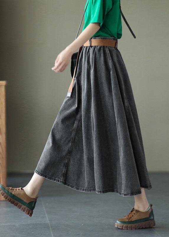 Chic Blue Retro Patchwork A Line Summer  Skirts Denim - SooLinen