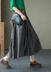 Chic Blue Retro Patchwork A Line Summer  Skirts Denim - SooLinen