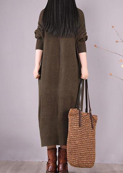 Chic Chocolate Dresses Zippered Pockets Maxi Spring Dress - SooLinen