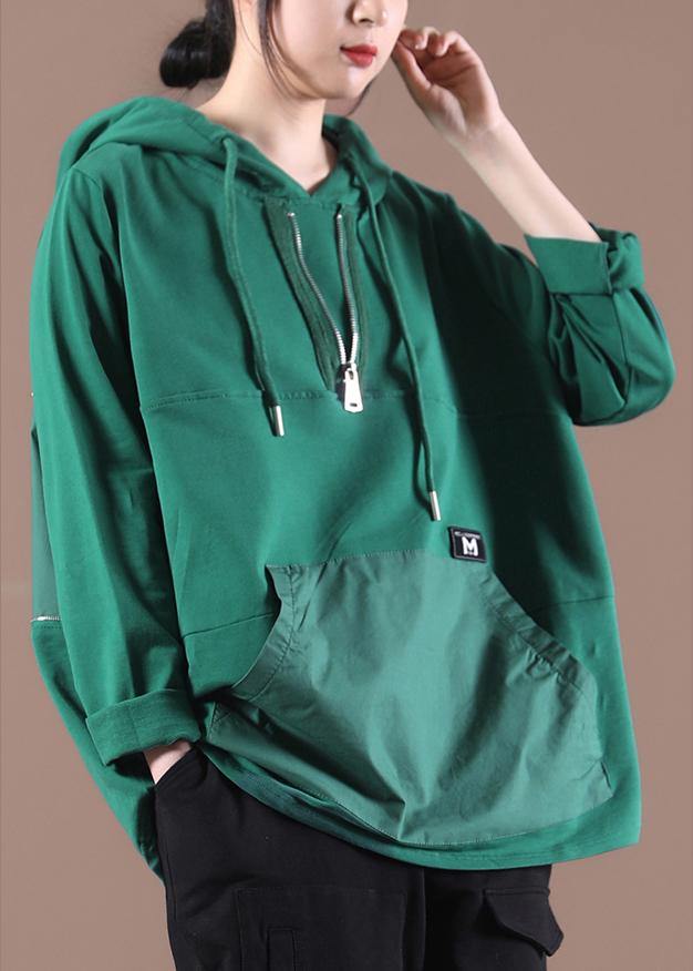 Chic Green Casual Loose Sweatshirts Top - SooLinen