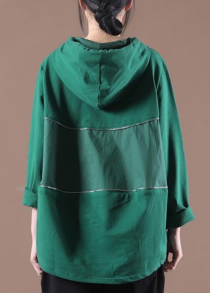 Chic Green Casual Loose Sweatshirts Top - SooLinen