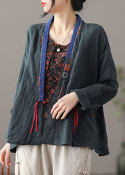 Chic Mulberry Embroideried Patchwork Loose Coat Spring