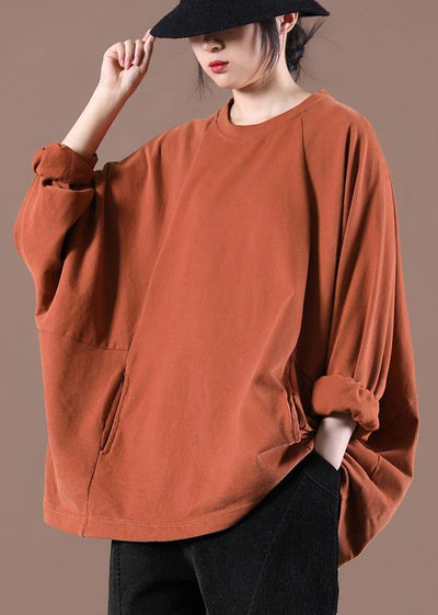 Chic Orange Casual Spring Tops - SooLinen