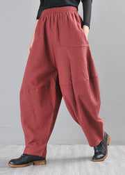 Chic Red Cotton Linen Radish trousers Pants Summer - SooLinen