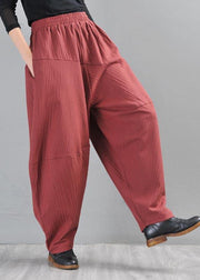 Chic Red Cotton Linen Radish trousers Pants Summer - SooLinen