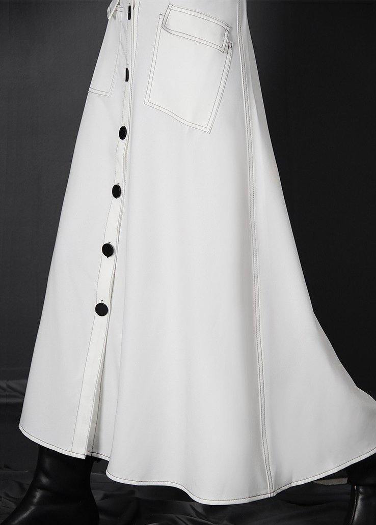 Chic White zippered A Line Skirts Summer - SooLinen