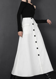 Chic White zippered A Line Skirts Summer - SooLinen